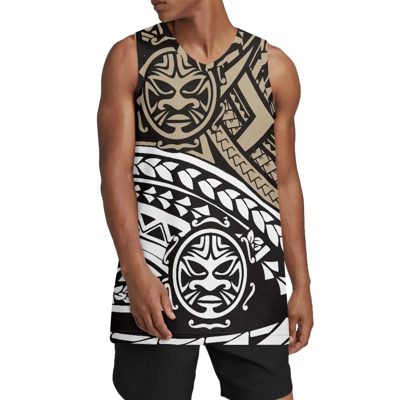 Polynesian Tribal Tongan Totem Tattoo Tonga Prints Men's Collegiate Athletic Retro Basketball Jersey Drop Shipping Holiday Beach