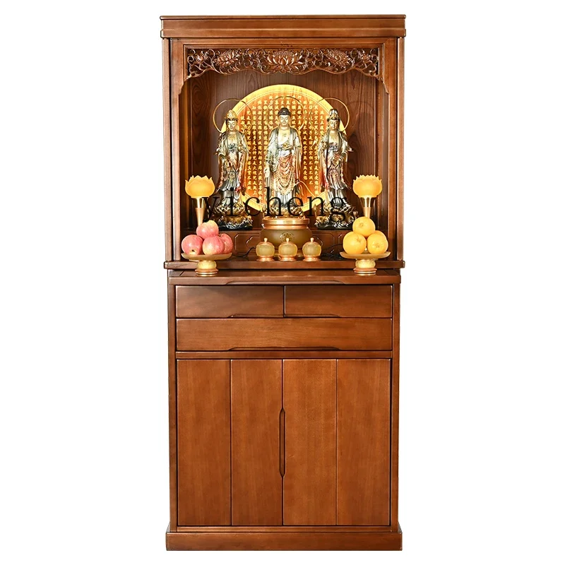 

ZK solid wood Buddhist shrine offering table Household shrine cabinet with door Modern simple offering table Buddhist shrine