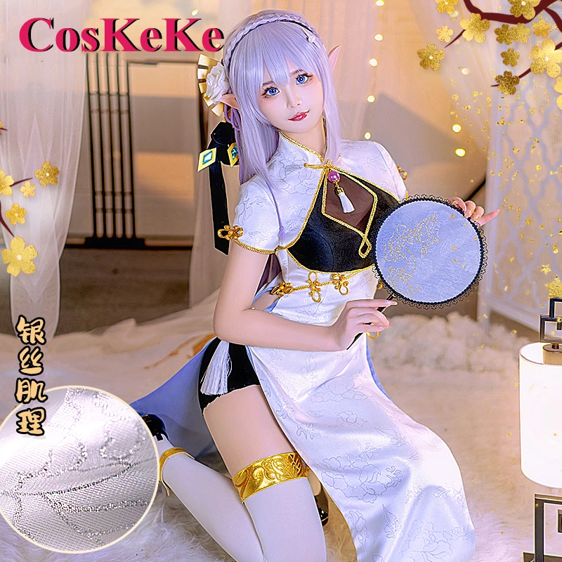 

CosKeKe Emilia Cosplay Anime Re:Life in a Different World From Zero Costume Elegant Cheongsam Halloween Party Role Play Clothing