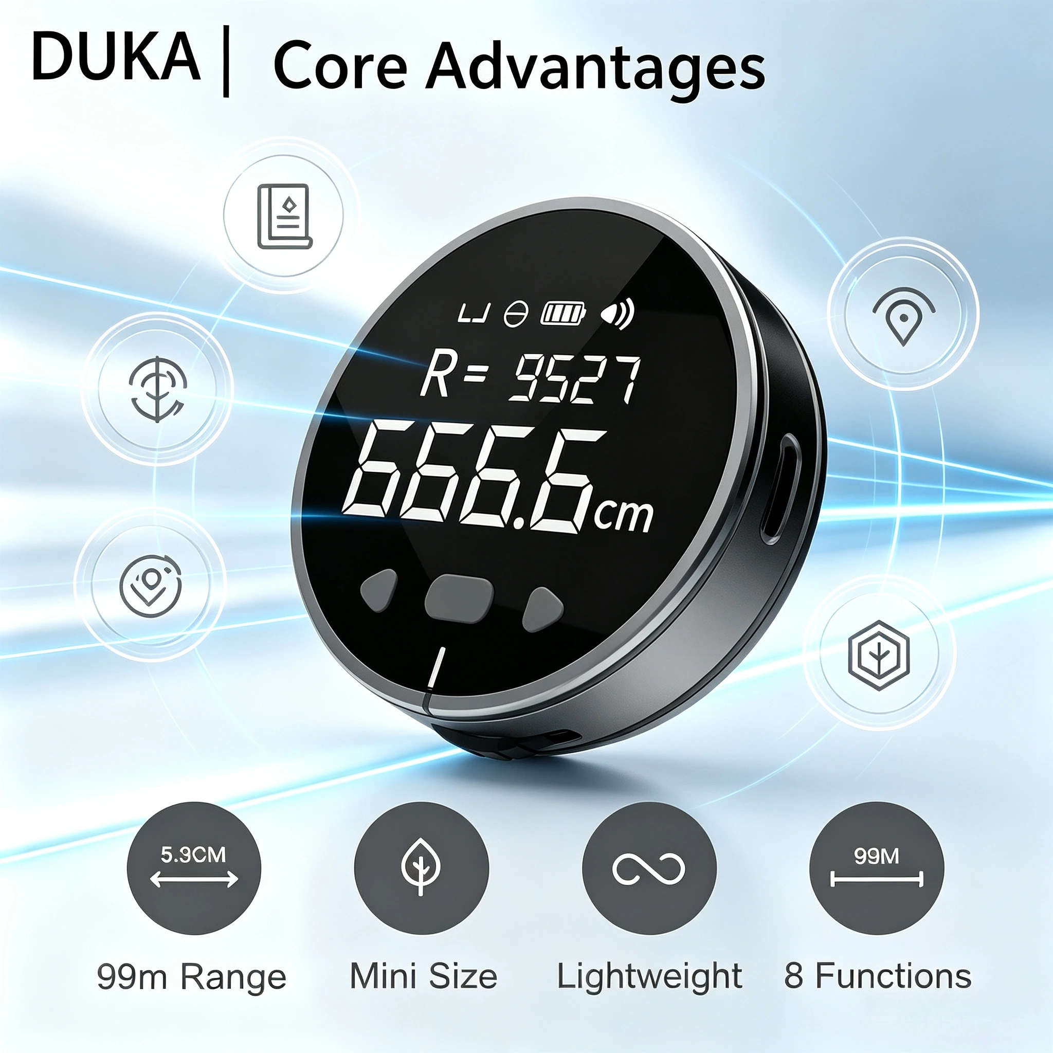 DUKA Electronic Ruler Rechargeable 8 Functions Rangefinder Portable HD LCD Screen Long Standbuy Multifunction ruler