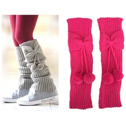 Girls Bowknot Leg Cover Winter Warm Cold-proof Soft Comfort Kids Knitted Knee Sleeves Children's Protective Equipment