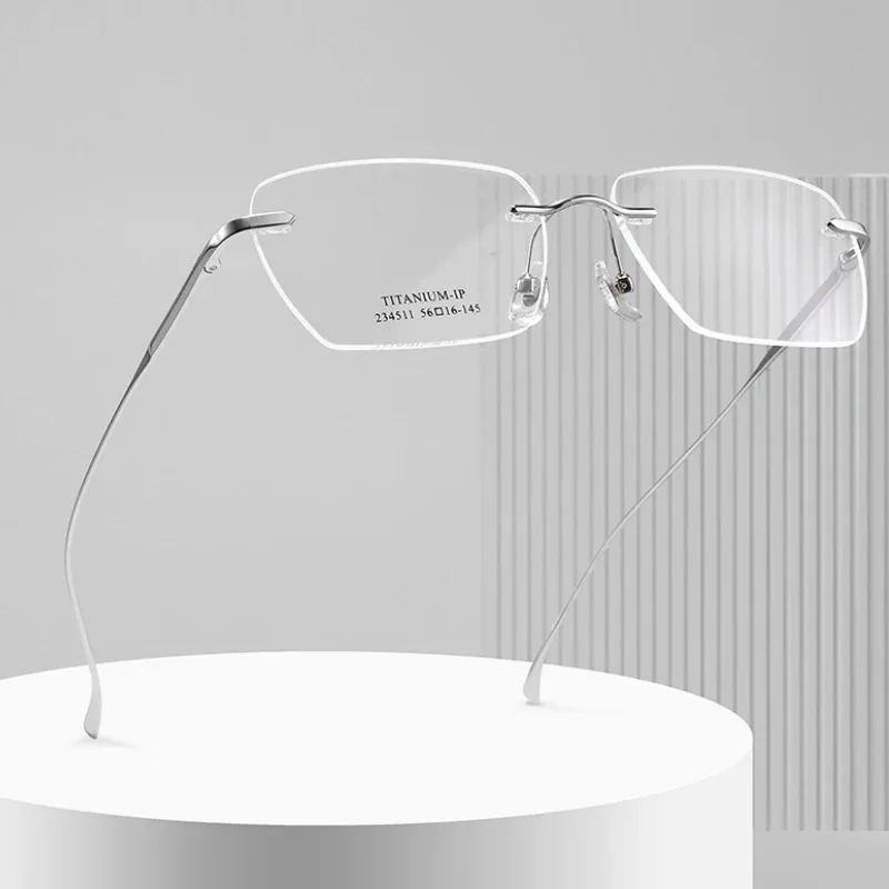 YONGLAN Titanium Rimless Eyeglasses Prescription Glasses Optical Lenses Myopia Hyperopia Reading Eyewear Customized Progressive - view 3