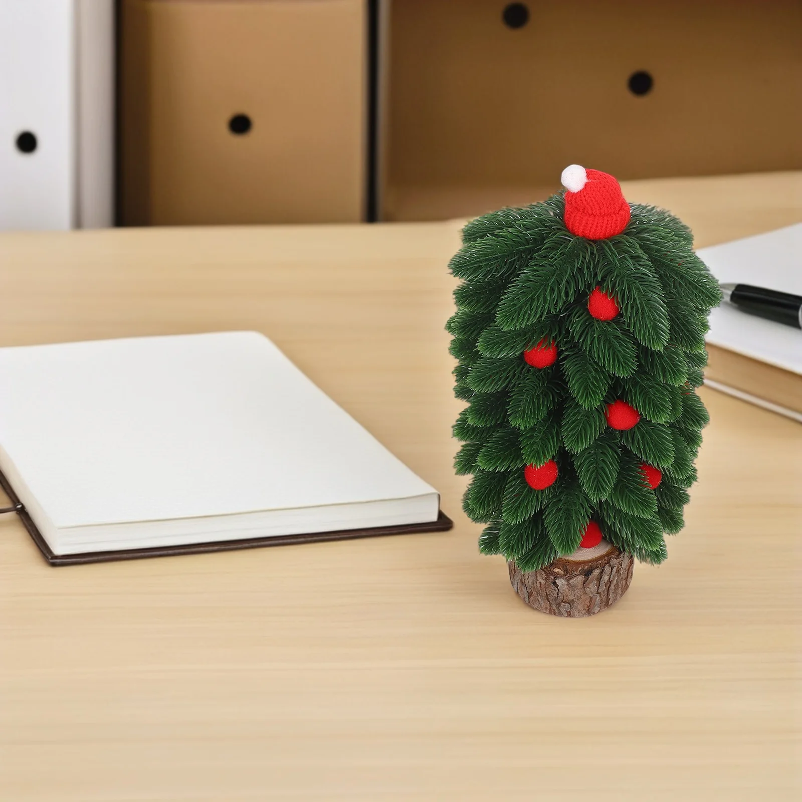 

Tabletop Christmas Tree Mini Artificial Wood Base Festive Home Decor Lightweight Easy to Move Holiday Display Mantel Shelf