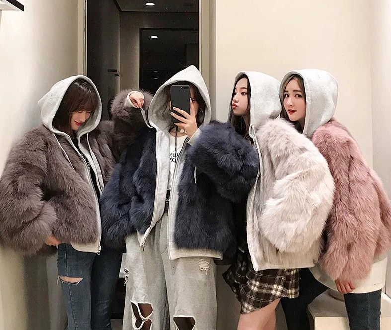 

Y2K двусторонняя зимняя женская новая короткая парка из искусственного лисьего меха, утолщенное хлопковое пальто, модное и универсальное для молодых женщин