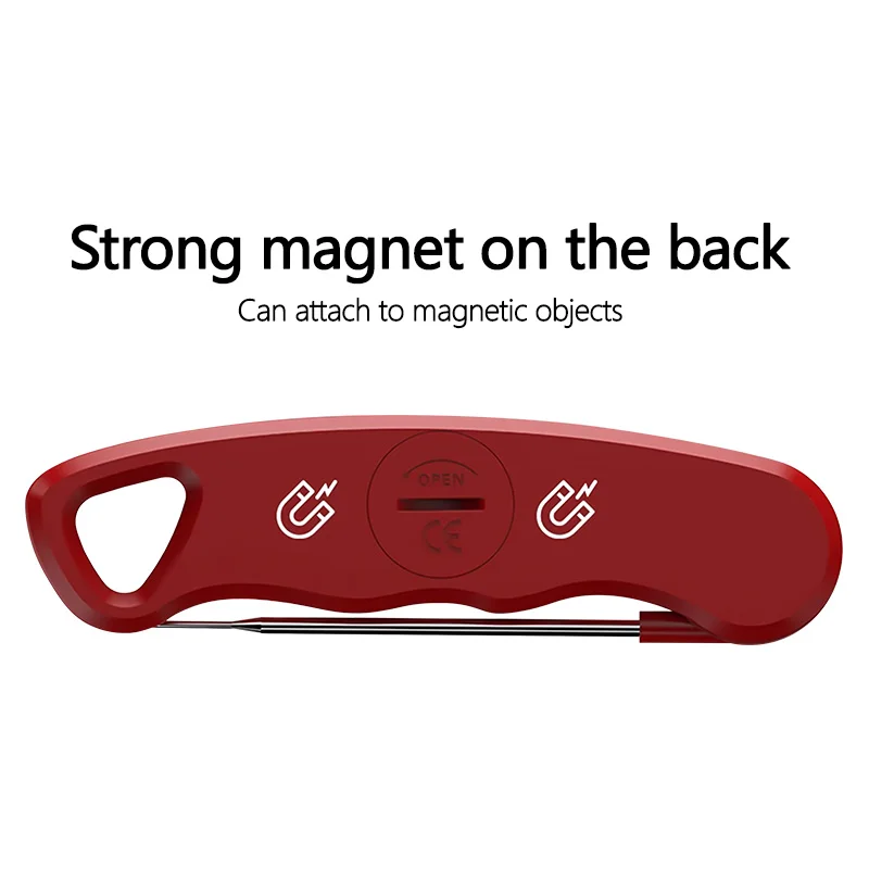 เครื่องวัดอุณหภูมิอาหารเนื้อสัตว์ทําอาหารดิจิตอลแบบพับได้อ่านทันทีสําหรับการย่าง