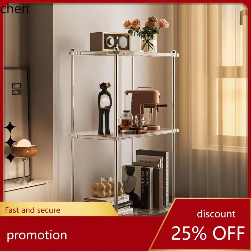 

HT Simple Modern Acrylic Storage Rack Transparent Floor-standing Organizer Indoor Decorative Flower Stand DIY