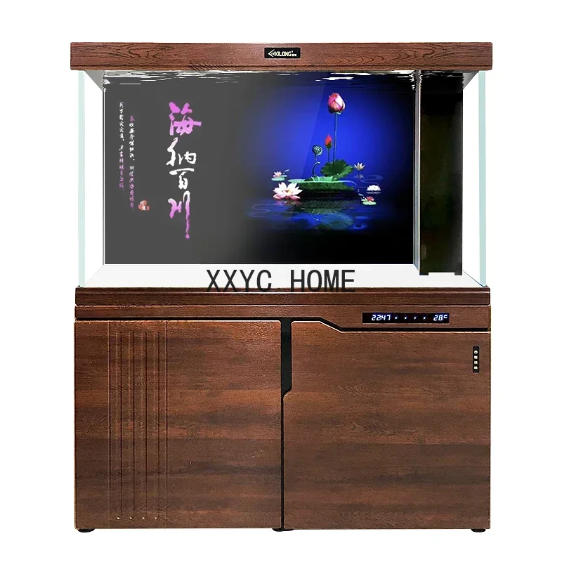 

Aquarium Living Room Floor Change Water Bottom Filter Super White Glass Partition Screens Fish Tank