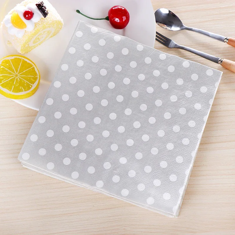 20pcs/Pac 33*33cm 2-Ply Custom Colourful Printed Napkins New Six Colour Polka Dot Folded Napkins All Party Napkins Placemats