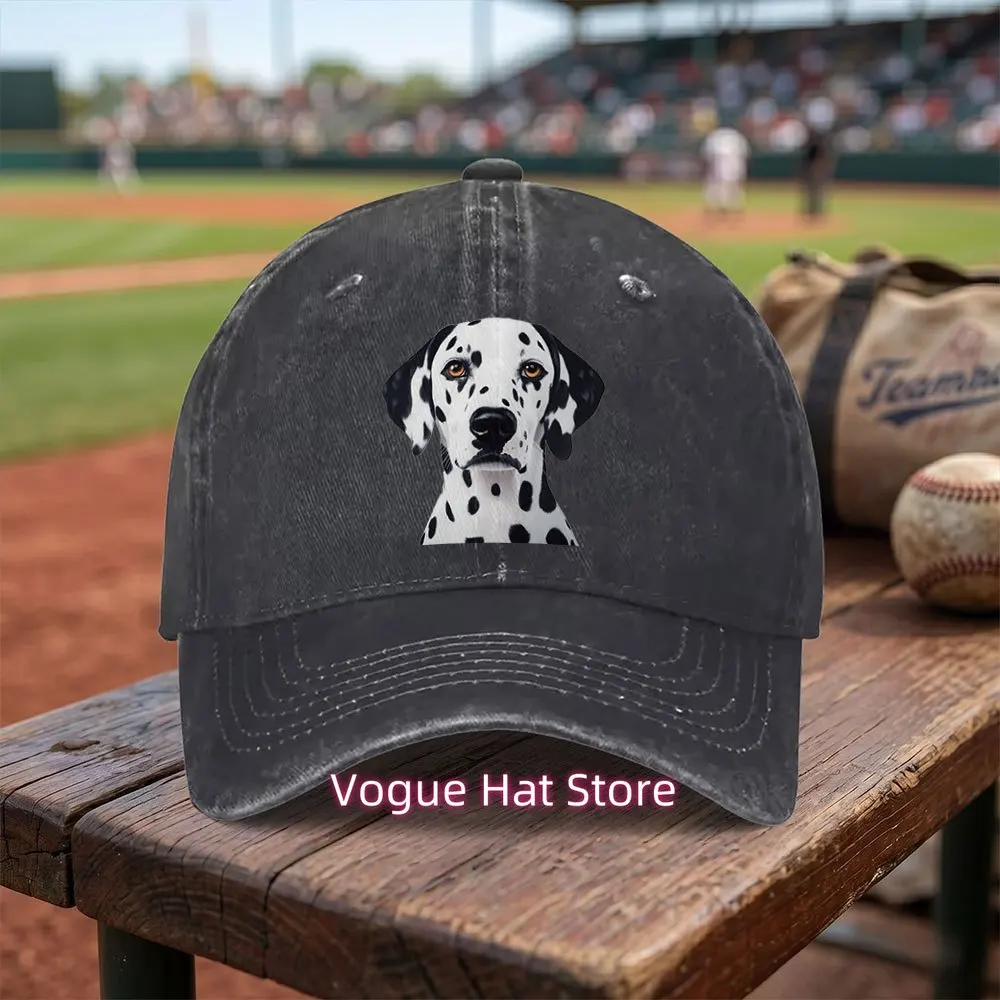 Exquisite Dalmatian Dog Washed Baseball Cap with Adjustable Buckle Design, Lightweight and Breathable, Unisex for All Seasons, S