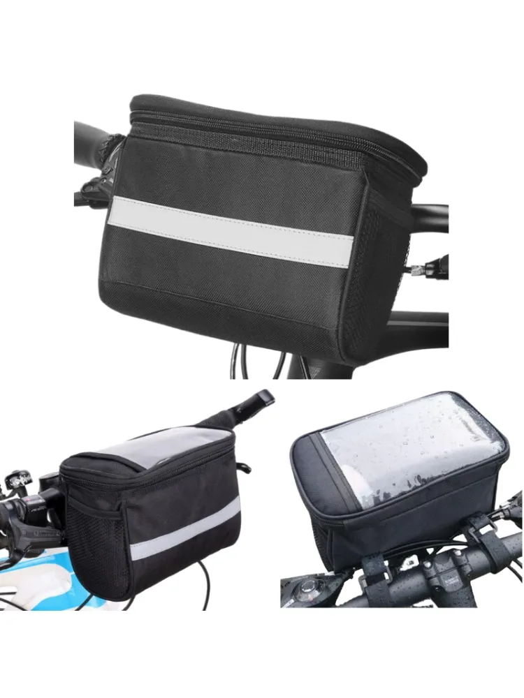 AliExpress NONE 1pcs Multi Functional Bicycle Front Universal Hanging Bag, Reflective Strip Design, Large Capacity Handlebar Bag for Bicycles