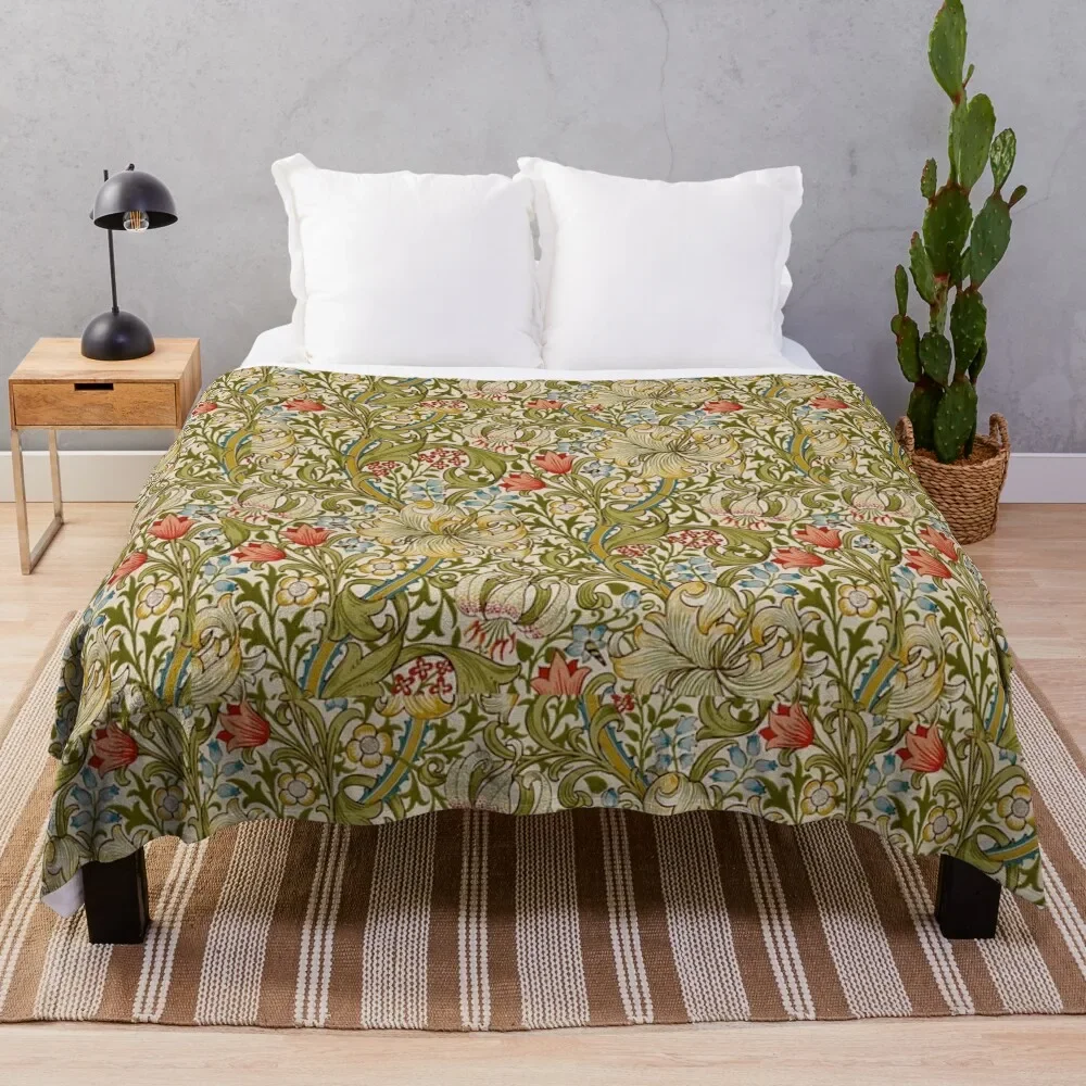 

Golden Lilies Throw Blanket Furrys Winter beds Decorative Throw Beach Blankets Camping Blankets For Sofas Plaid Blankets