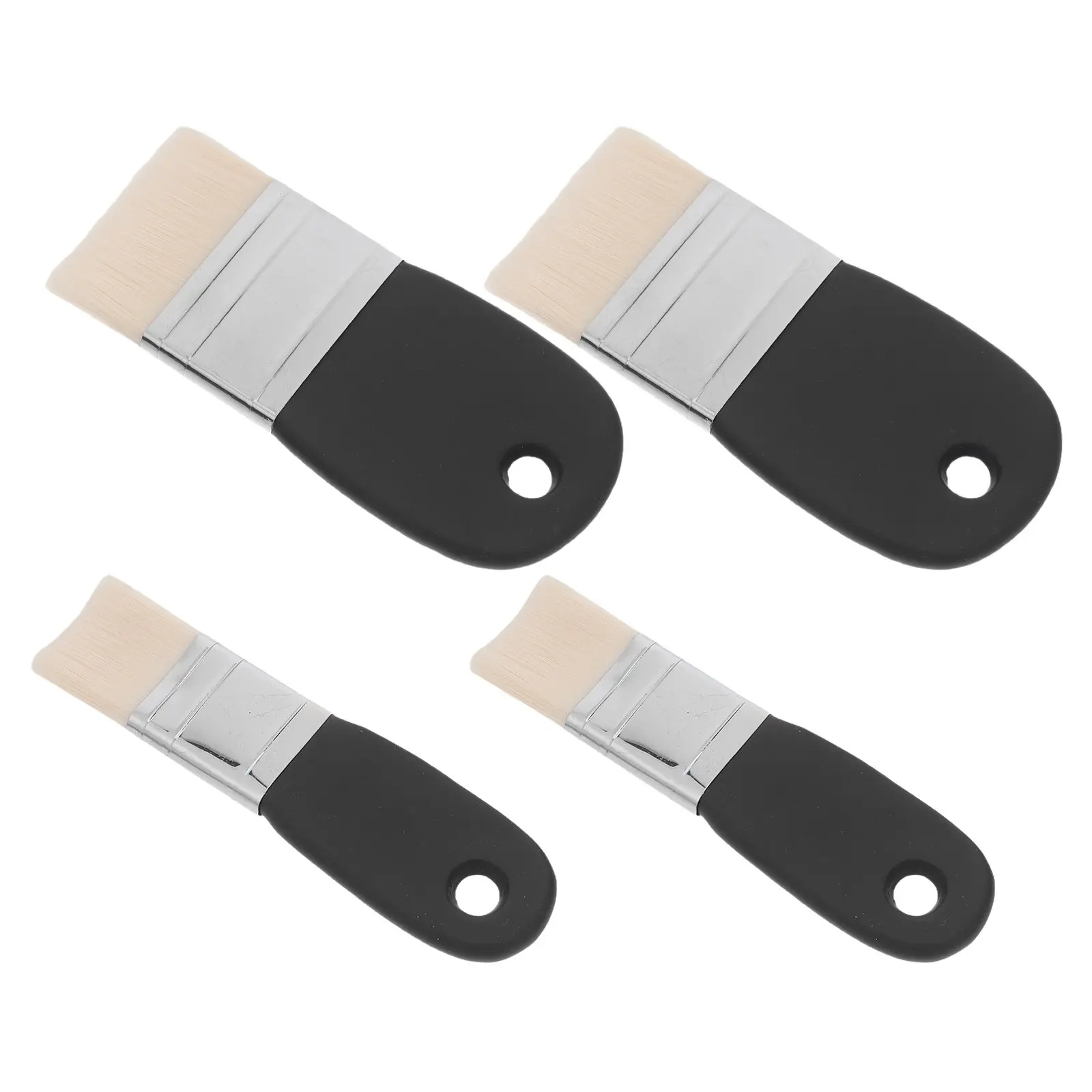 4Pcs Nylon Flat Paddle Paint Brushes Short Wooden Handle Art Paint Brush Set for Acrylic Oil Watercolor Canvas Craft Projects