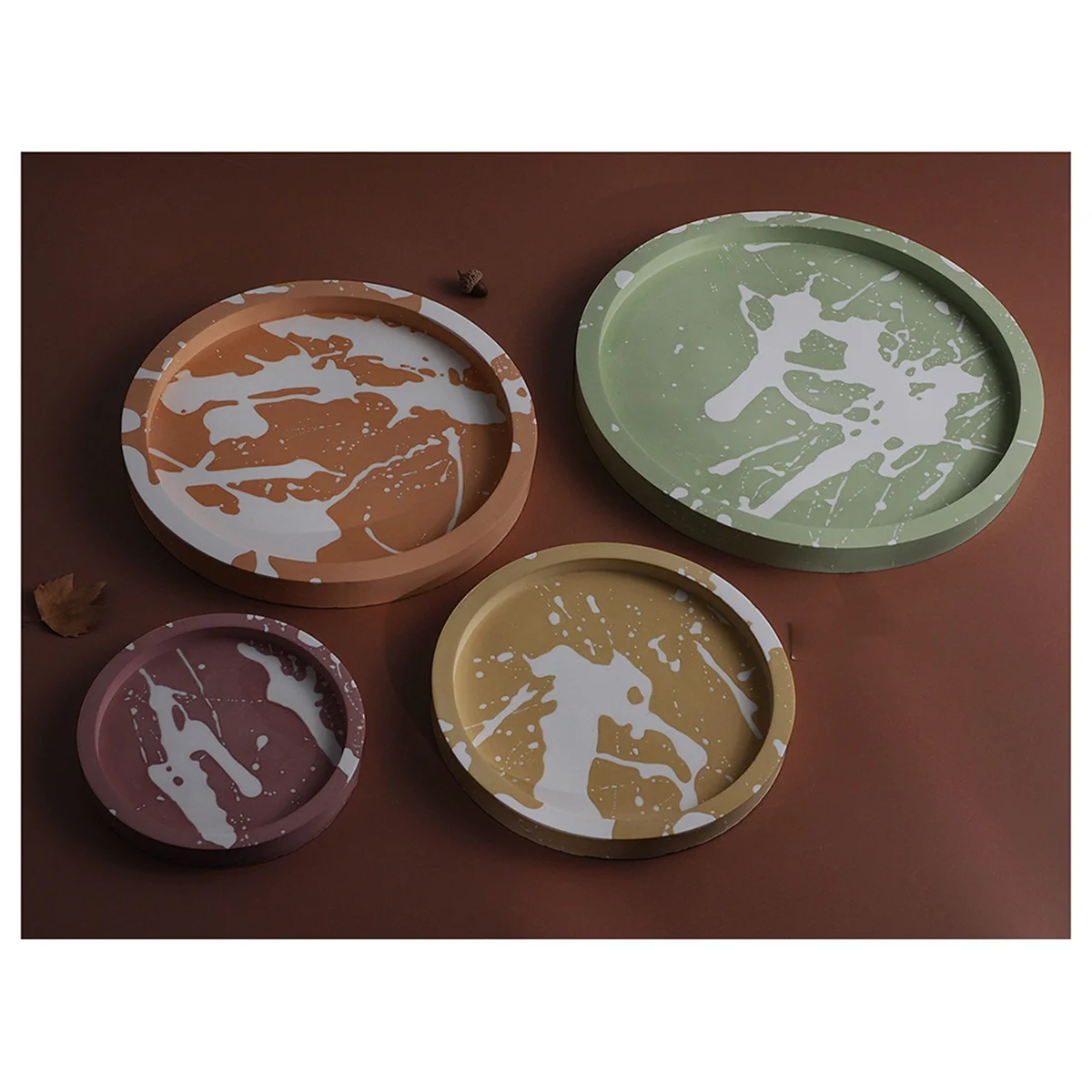 

4PCS Round Plate Silicone Mold Fruit Disc Tea Tray UV Resin Mould Fruit Storage Tray Gypsum Cement Mold Jewelry Tools