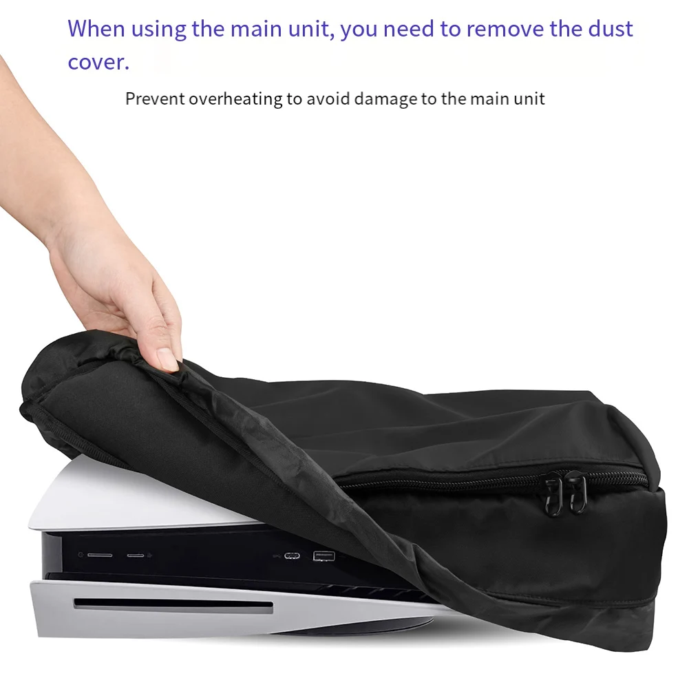 Game Console Protective Cover 15x13x5cm Desktop Dustproof Storage Bag With Double Pockets For PS5 Slim Gaming Accessories