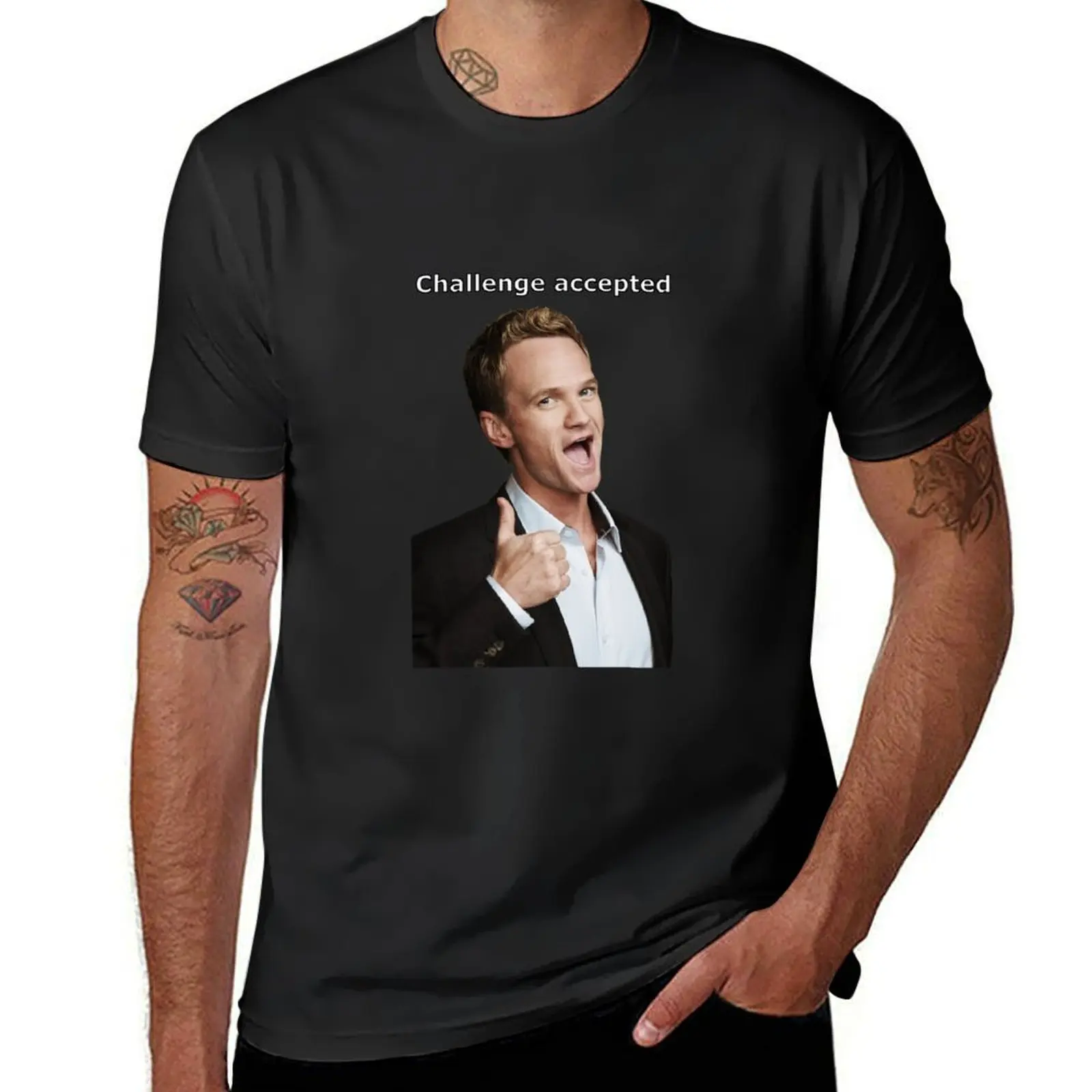 Barney Stinson challenge accepted T-Shirt summer clothes aesthetic clothes plus sizes funny t shirts for men