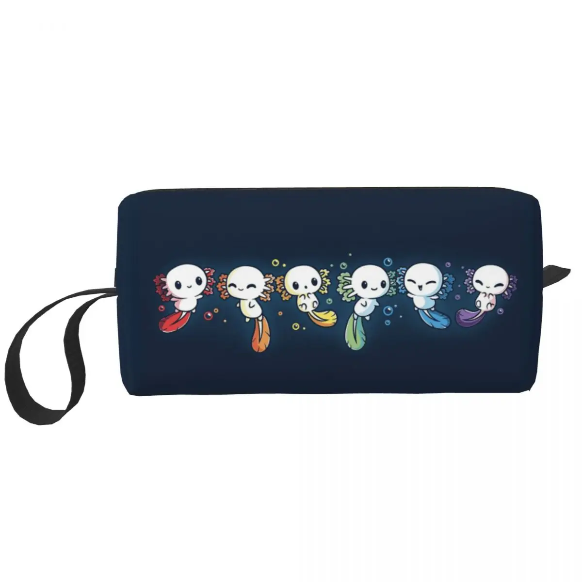 Colorful Axolotl Stacked Together Pencil Case for Kids Pen Box Pencil Bag Stationery Supplies Women Cosmetic Bag