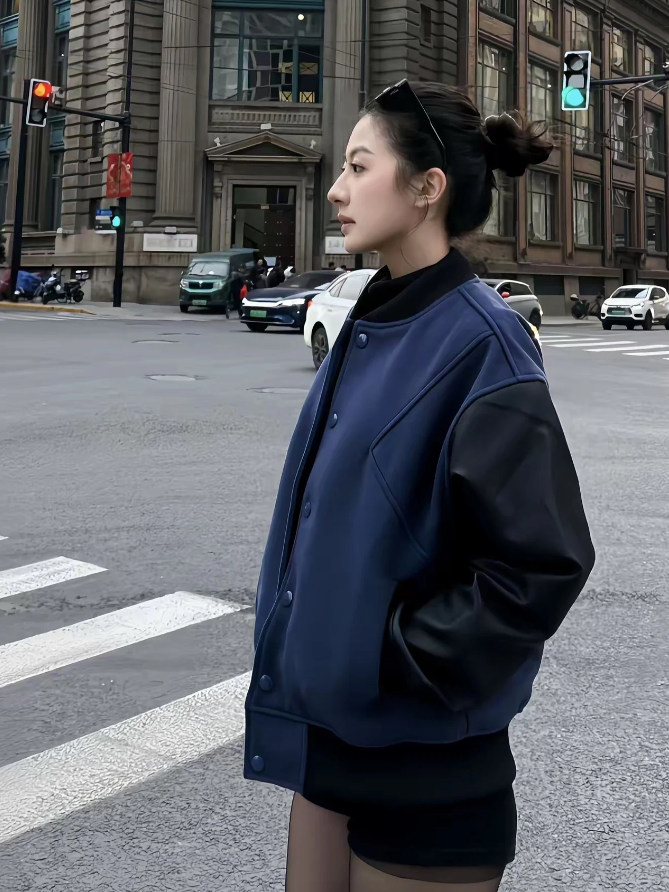 

Retro American Cleanfit Street Tweed Leather Sve Jaet Men Women Casual ort Vibe Coat ex Autumn Winter Leisure