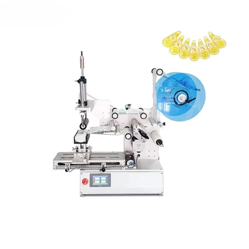 Semi-automatic plane concave front and back labeling machine