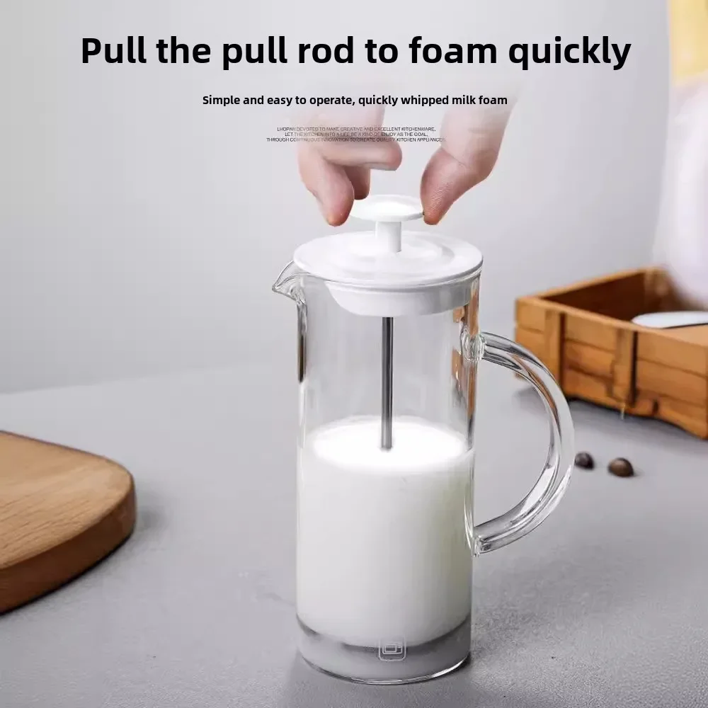 เครื่องตีฟองนมด้วยตนเองในครัวเรือน, ถ้วยฟองนมแก้วพร้อมที่จับหนา, เครื่องทําฟองนมแบบพกพา, เครื่องมือ DIY กาแฟลาเต้