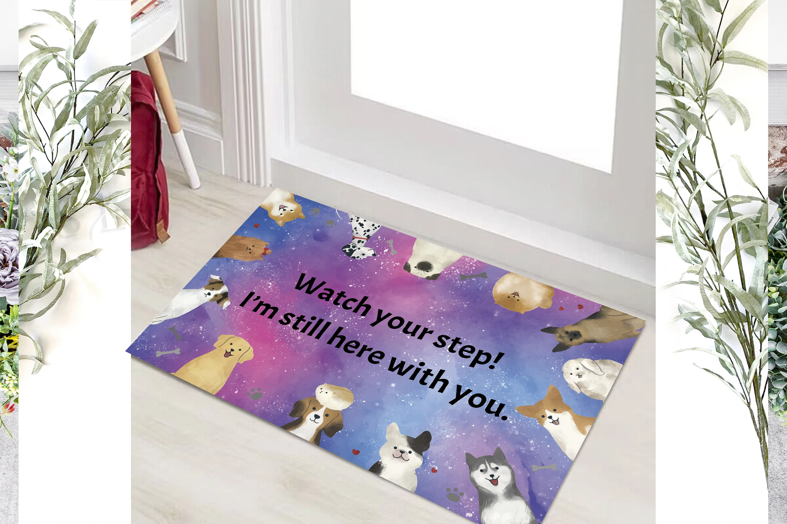 Dog Door Mat Rubber Backing, Anti-Slip Welcome Mat, Home Doormat, Kitchen Rugs, Front Foot Mat, Funny Gift