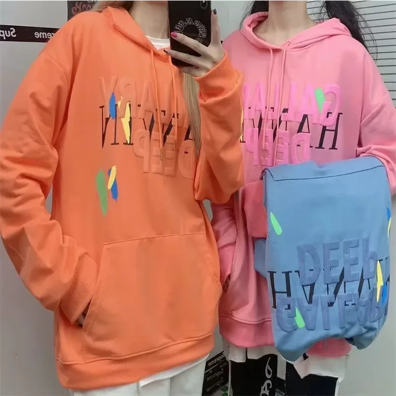Korean Spring Autumn Letter Print Hooded Sweatshirt Women Fashion Harajuku Oversized Hoodie Tops Loose Y2k Hoodies Women Clothes