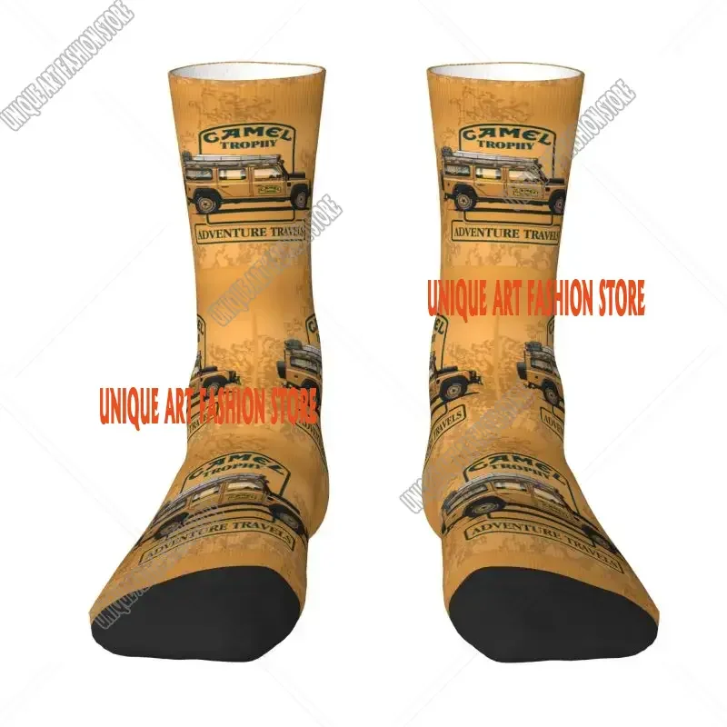 Novelty Men's Camel Trophy Defender 110 Dress Socks Unisex Comfortable Breathable Warm 3D Print Crazy Crew Socks