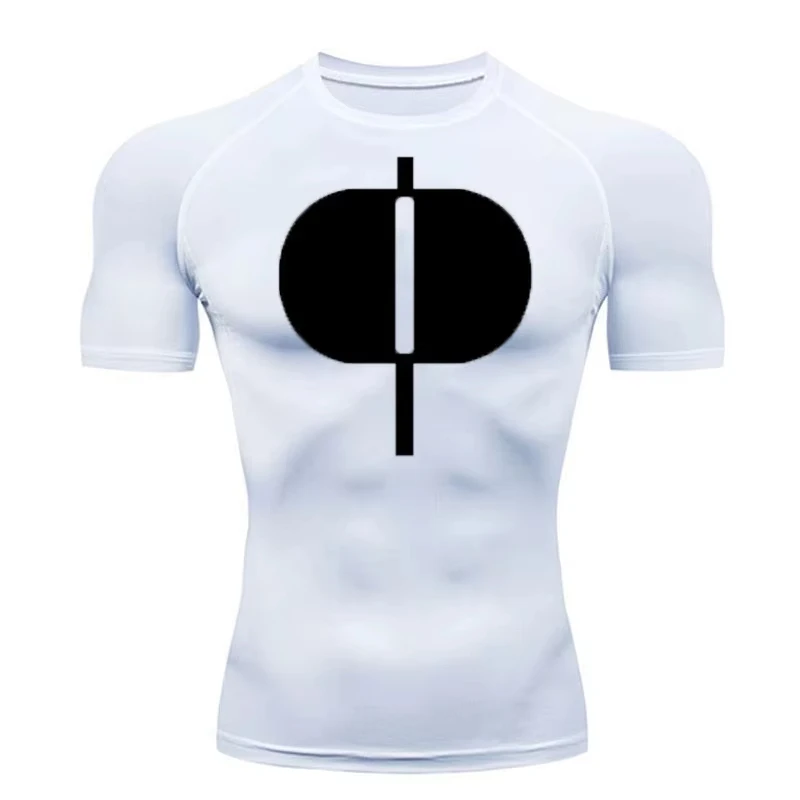 Graphic Short Sleeve Compression Shirts for Men Gym Workout Running Tshirts Sporty Quick Dry Tees Tops Baselayers RL0544