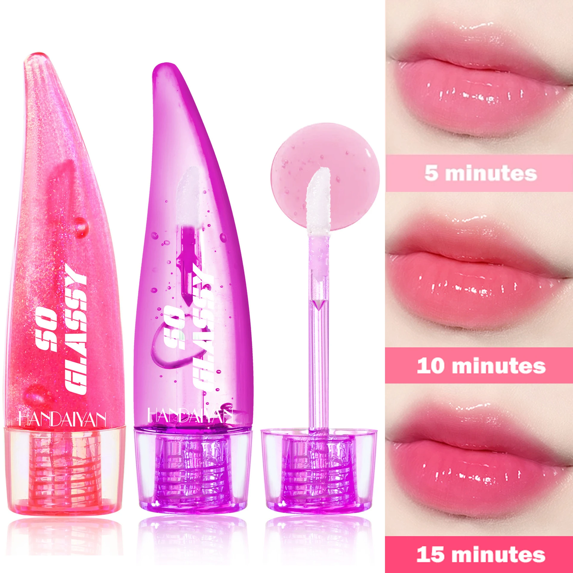 Color Changing Lip Gloss Pearlescent Glassy Lip Oil Natural Pink Moisturizing Lip Balm Reduce Lip Lines Jelly Plump Lips Care