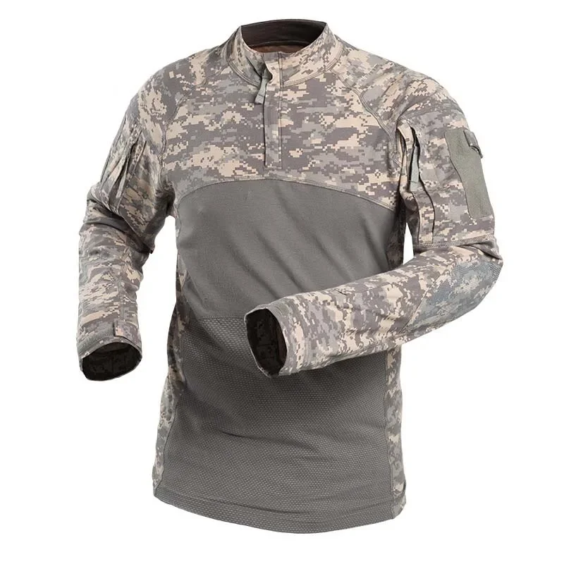 Tactical T-Shirt Long Sleeve Military Tee Shirt Safari Camo Army Combat Shirt Tops Outdoor Hunting Clothes Hiking Men Clothing