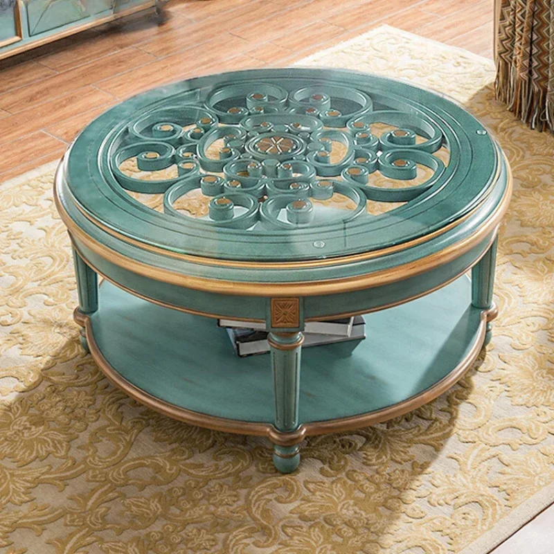 Living Room Coffee Table TV Cabinet Sofa Table round Table Vintage round Glass