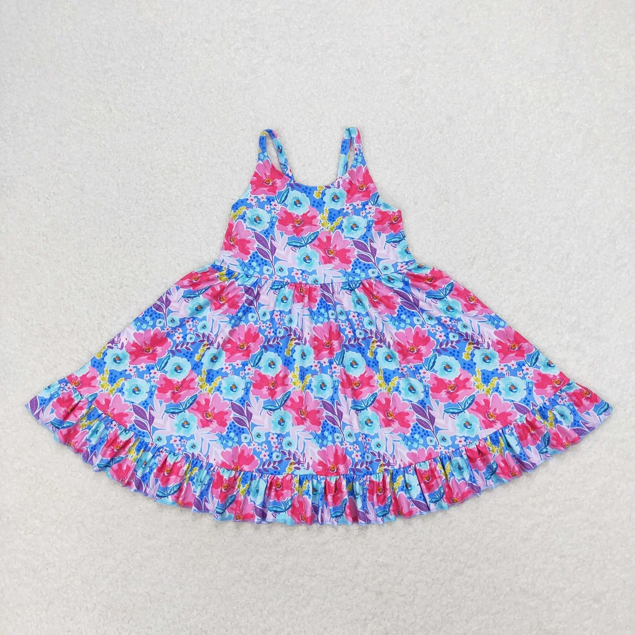 

Wholesale Summer Baby Girl Floral Twirl Dress Toddler Infant Knee Length Kids Children Sleeveless Flower One Piece Clothing