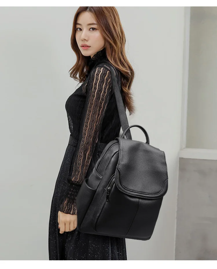 2025 신상 패션 정품 가죽 여성 백팩 명품 브랜드 여성 천연 가죽 여학생 캐주얼 백팩