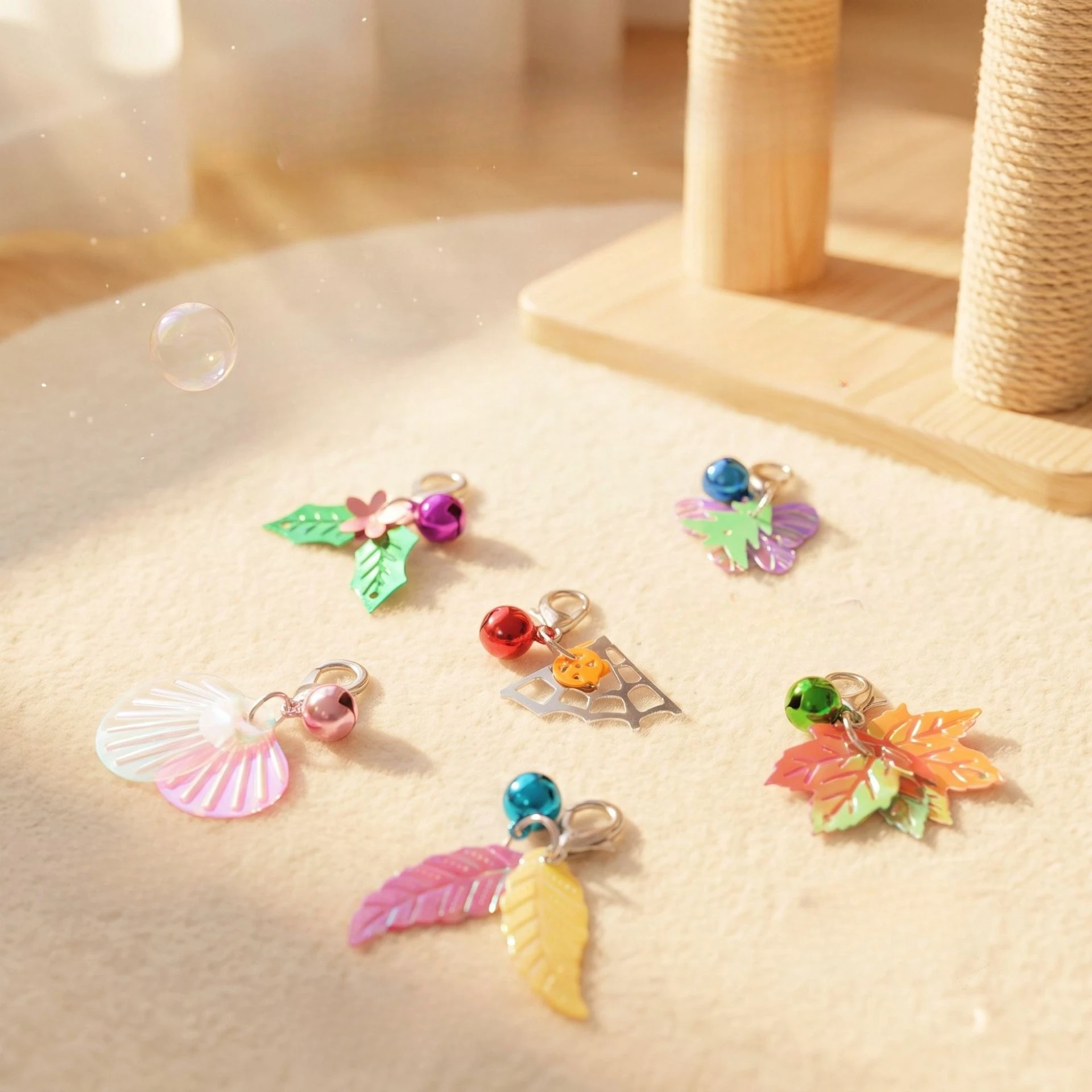 3pcs/6pcs shells, leaves Cat Toy Teaser Stick for Changing Heads Candy color Pet Toys Wand Accessories