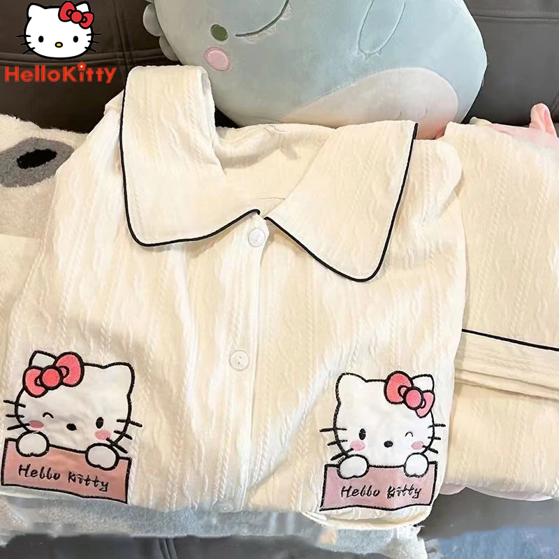 

Hello Kittys Cotton Sanrios Anime Kawaii Spring and Autumn Fashion Soft Comfort Loose Cute Girly Home Outdoor Set Small Gift