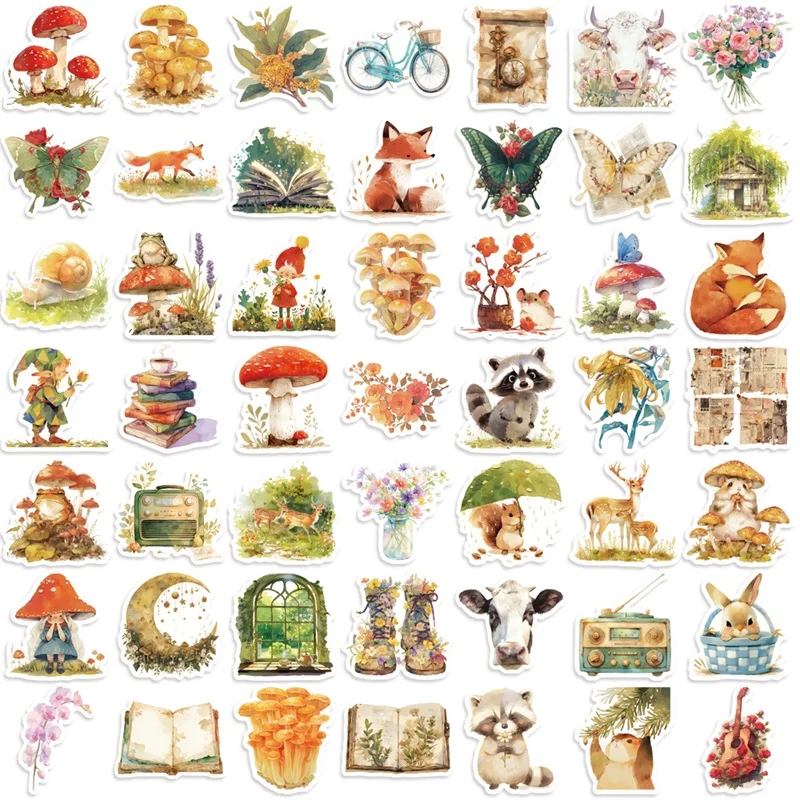 10/30/50PCS Fairy Tale Animal Colored PVC Sticker Aesthetic Decoration Scrapbooking Stationery Hand Accounting Supplies for Kids