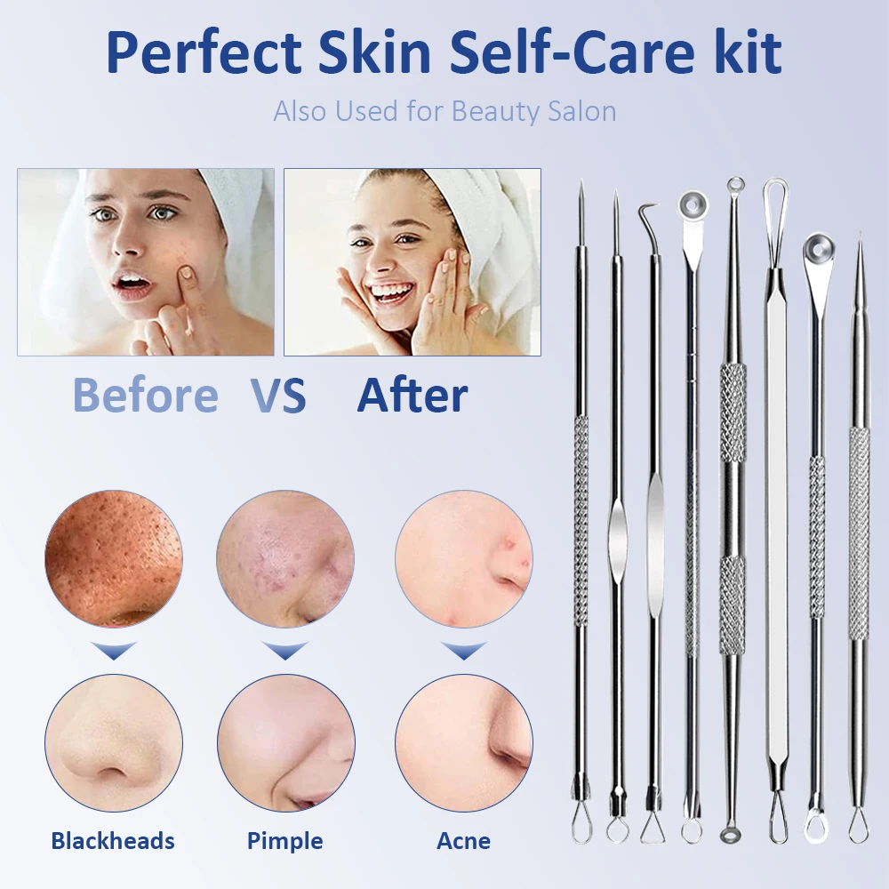Aghi per la rimozione dei punti neri dell'acne Cura della pelle del viso bellezza Detergente per punti neri Detergente per pori della testa nera Pulizia profonda 11/8/6/4 pezzi