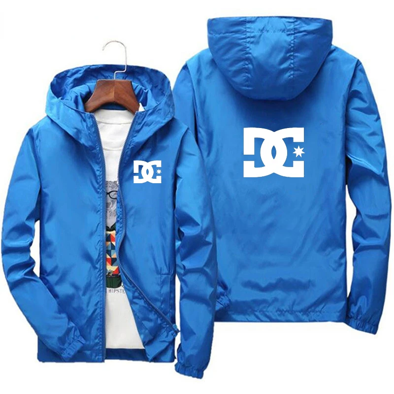 24Brand Hooded Jacket Men's Printed DC Casual Zipper Sweatshirt Windbreaker Men's Sportswear Fashion Jacket Male Coat Large Size