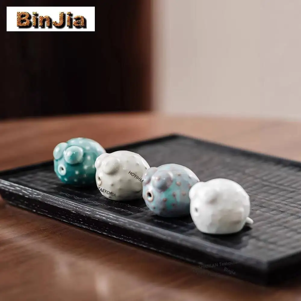 Ge Kiln Ru Kiln Cute Bubble Fish Tea Pet Creative Flowerpot Landscaping Tea Figurine Play Toys Tea Statue Ornaments Tea Ceremony