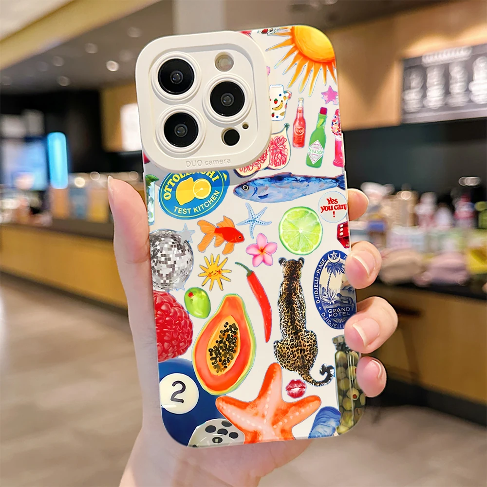 Luxuriöse Trendige Artikel Collage Handyhülle für iPhone 17 16 15 14 11 12 13 Pro Max Plus 7 8 Plus XS XR 17 Air Stoßfeste Weiche Hülle – Detail 8
