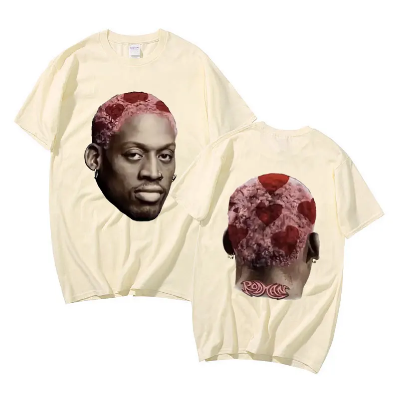 The Worm Dennis Rodman Big Face Double Sided Printed T-shirt Men Women Fashion Oversized Streetwear Male Vintage T Shirts Tops