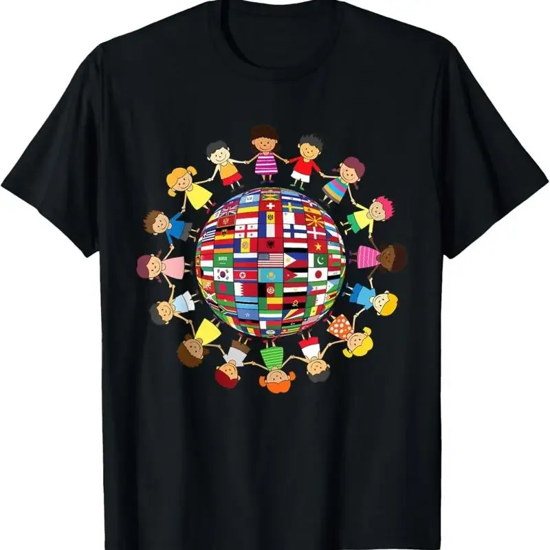 Flags Of The World Cultural Diversity Kids Around Globe T Shirt