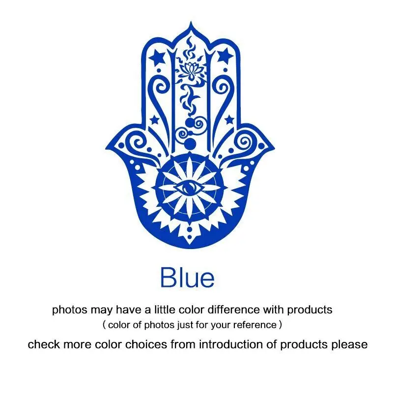 Art Home Decor Hamsa Hand Wall Decal Vinyl Fatima Yoga Vibes 3D Wall Sticker Fish Eye Decals Indian Buddha Lotus Pattern Mural