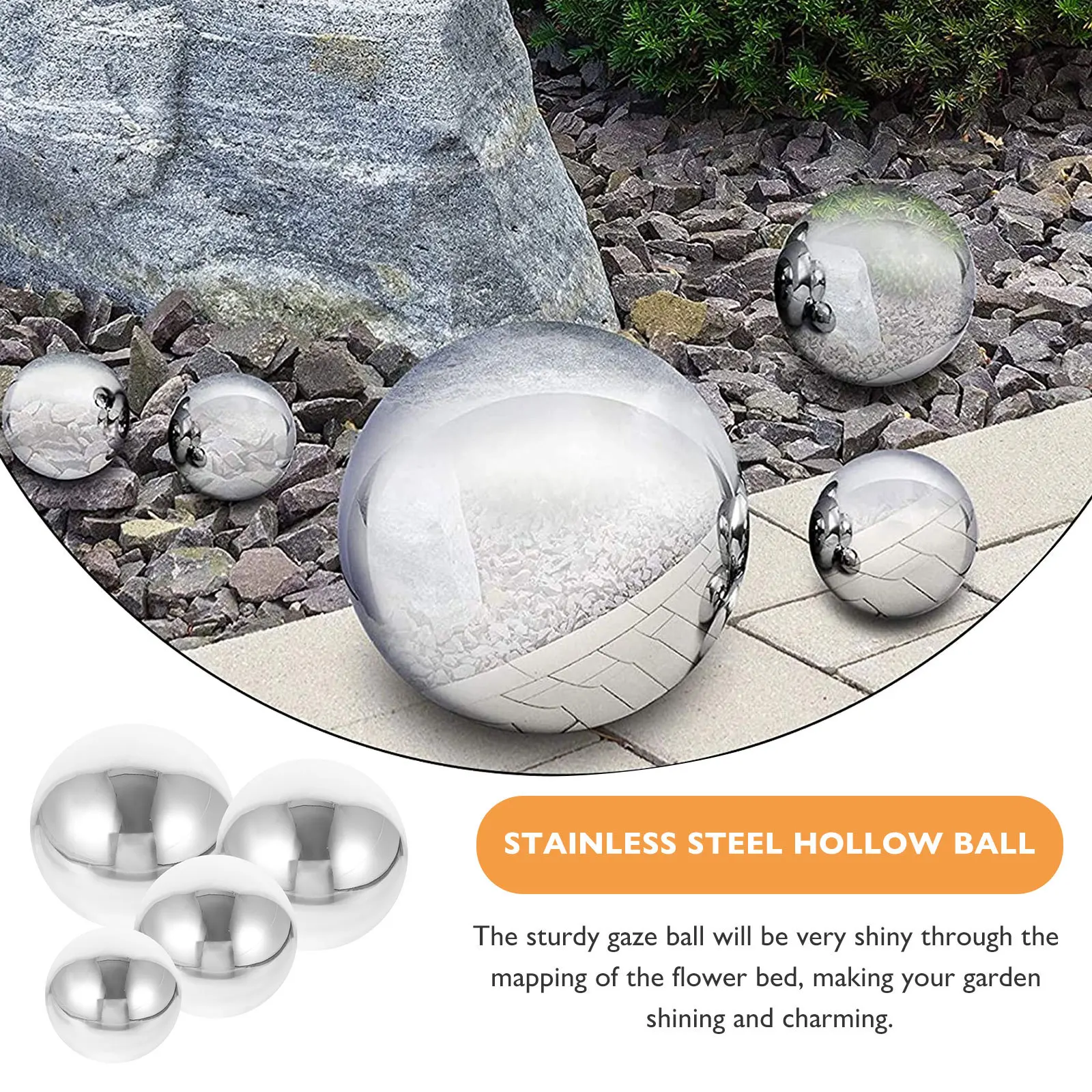 

4pcs Stainless Steel Decorative Ball Hollow Mirror Sphere For Garden Outdoor Indoor Use Gazing Reflective Globe Ornament