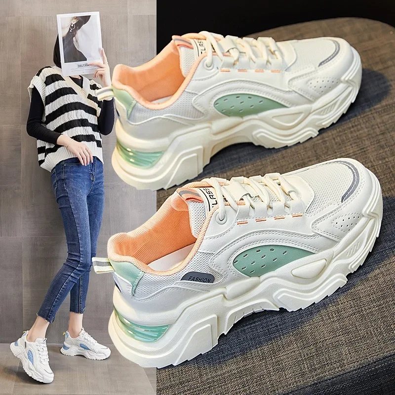 

Dad Shoe Women Instagram Trend 2025 Autumn New Versatile Mesh Breathable Spring and Autumn Thick Soled Super Popular Casual Shoe