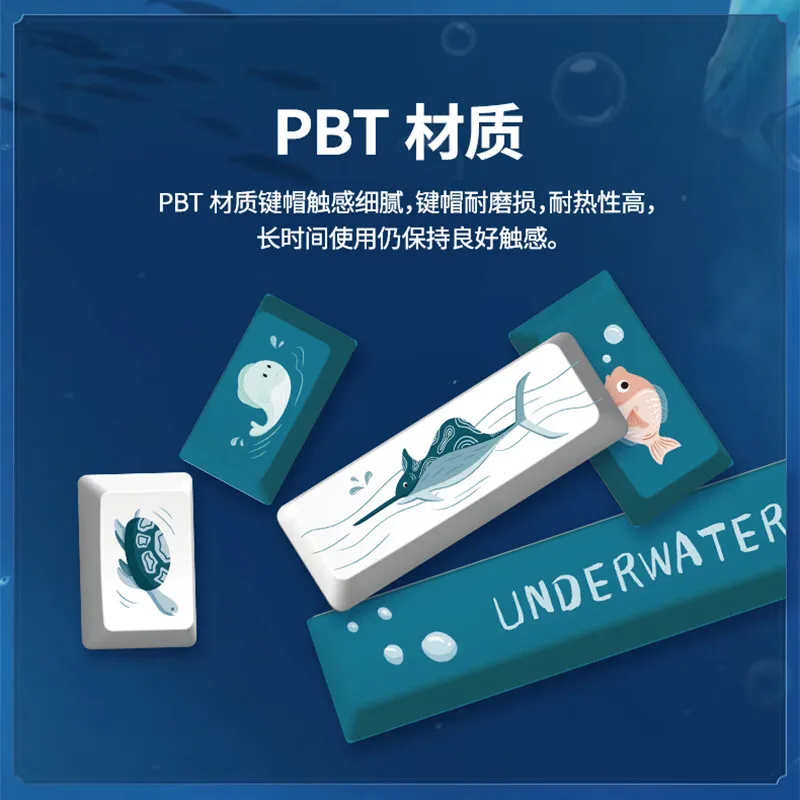 Ocean theme 21 keys supplementary keycap PBT material OEM height five-sided sublimation process personalized ESC