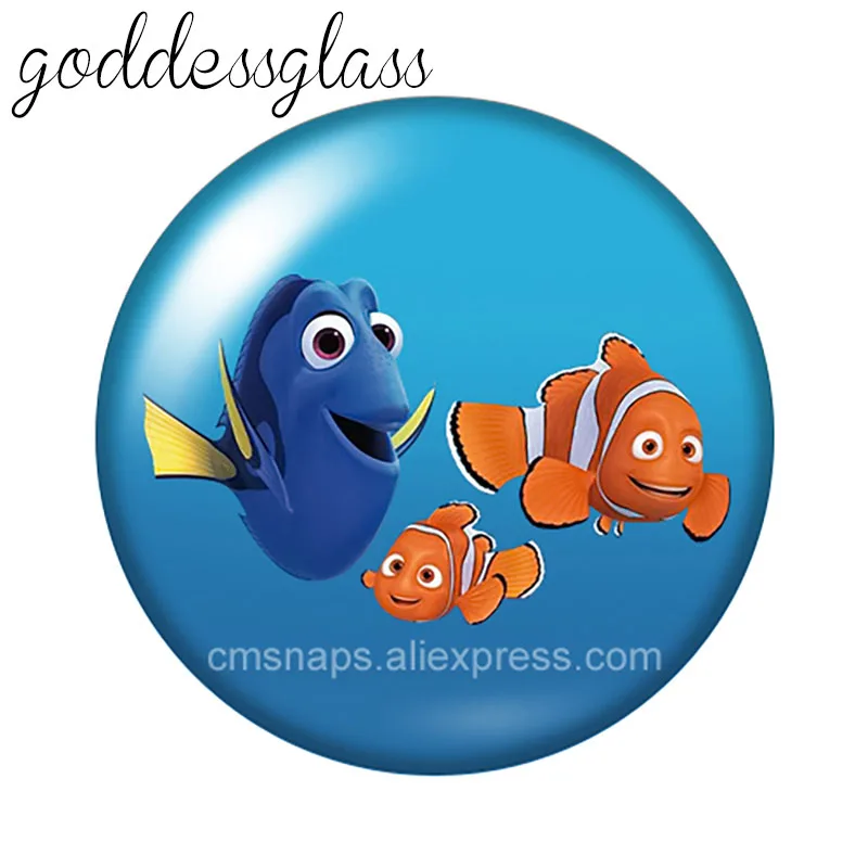 Disney Finding Nemo Dory Dolly Fish 10pcs 12mm/18mm/20mm/25mm Round photo glass cabochon flat back Making findings for bracelets