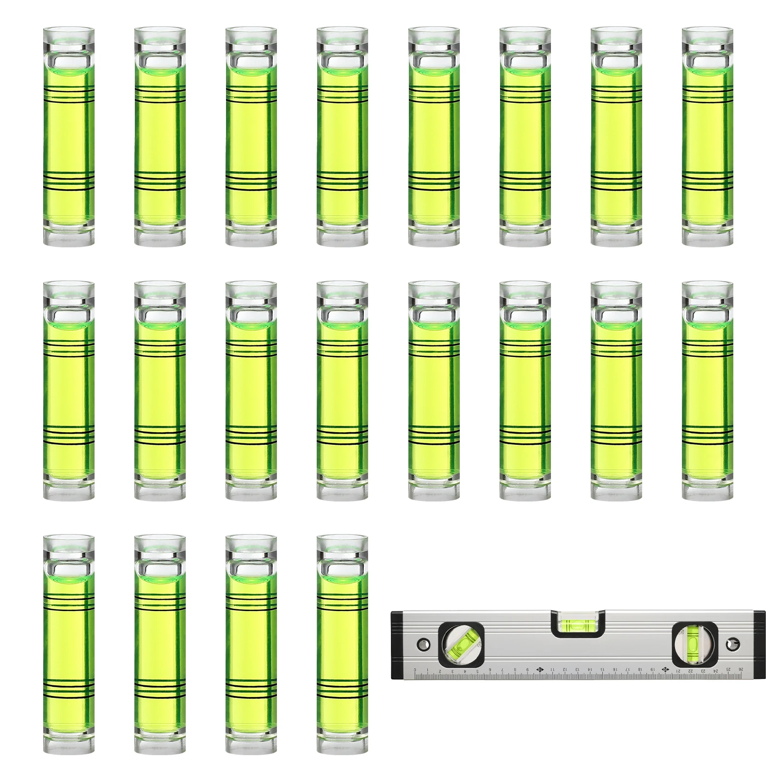 

50 pcs Mini Leveling Ruler Small Cylindrical Bubble Vials Tool Measuring Horizontal Instrument Precision Accurate Levels Storage