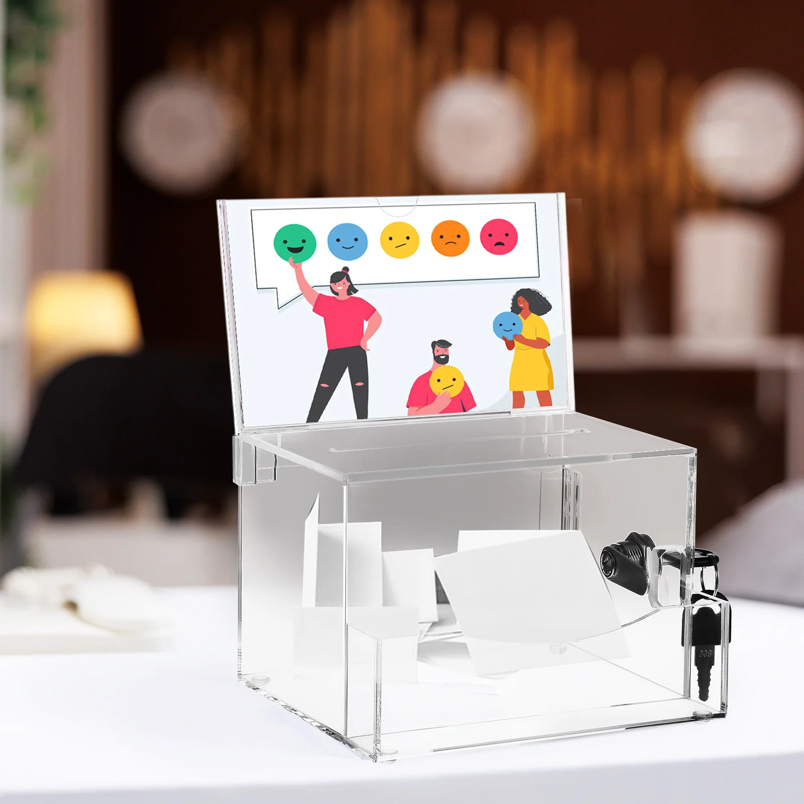 Sturdy Transparent Ballot Box with Security Lock for School Elections Charity Drives Donation Boxes Fundraising Activities