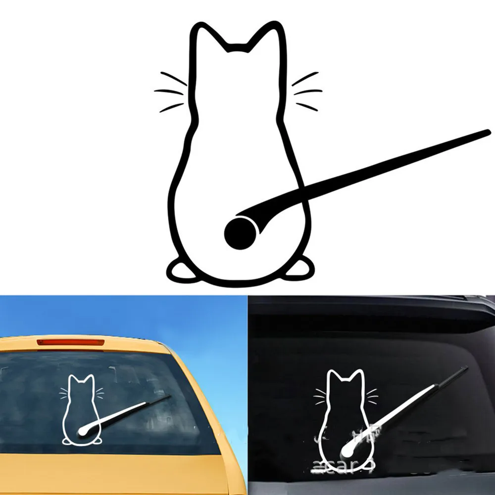 

20x32cm Art Design Funny Cat Car Sticker Car Body Window Rear Glass Wiper sticker Auto Decoration Styling Stickers And Decals