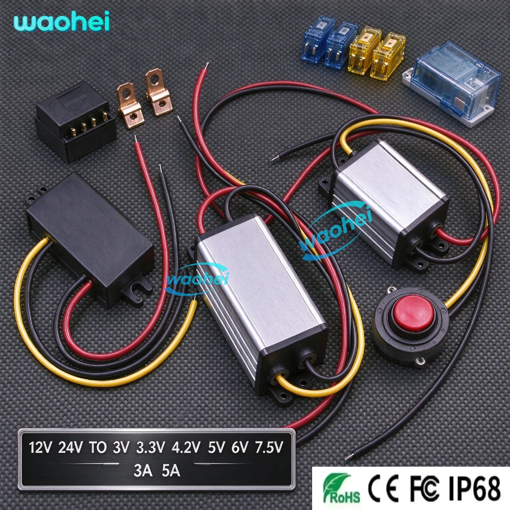 12V 24V To 3V 3.3V 3.7V 4.2V 5V 6V 7.5V 3A 5A Power Supply Voltage Converter Buck Step-Down Module DC To DC Converter for Car